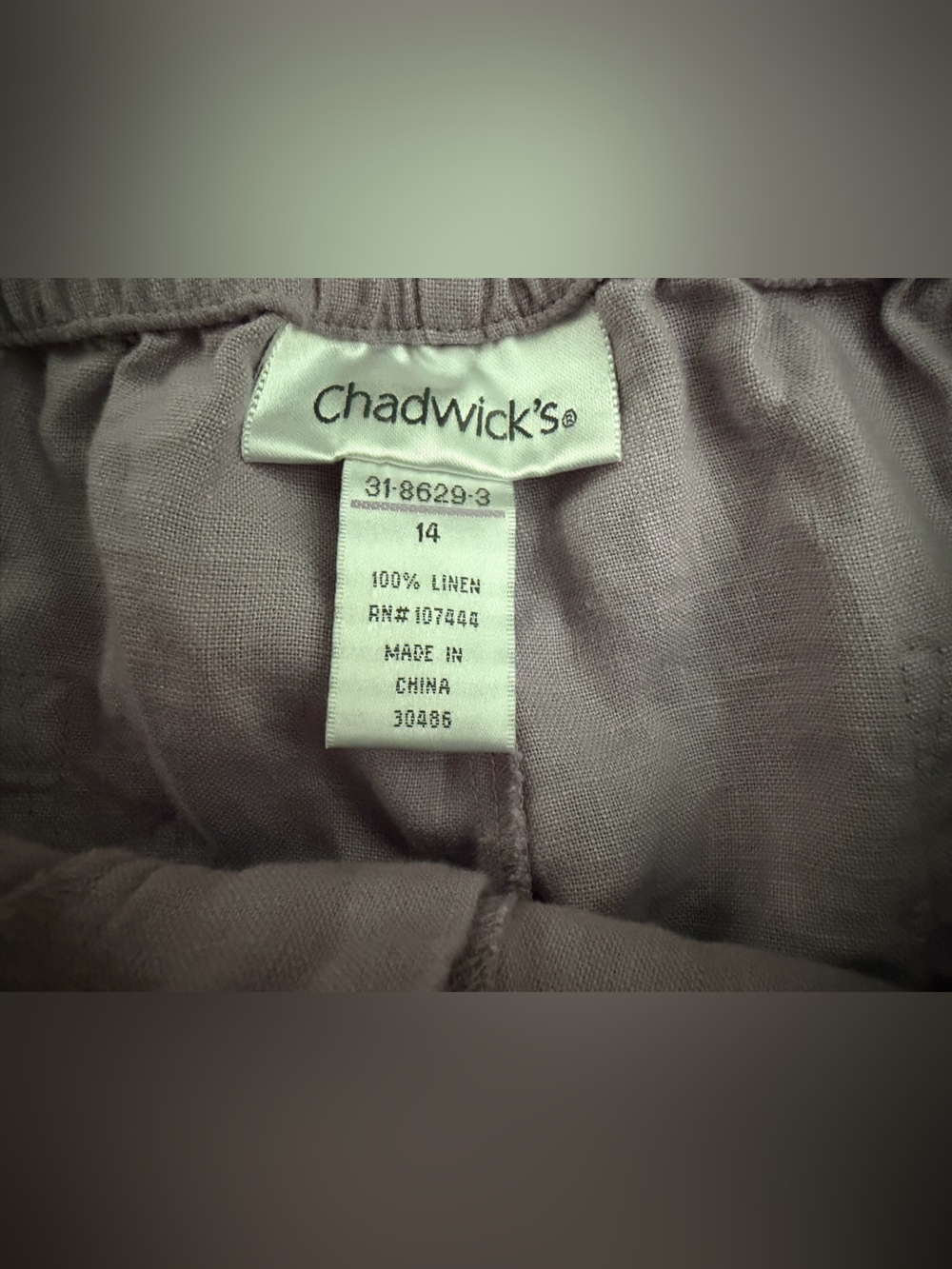 Chadwicks Women’s Sz 14 Cropped Linen Pants Elastic Waist Pockets casual boho - Picture 10 of 10